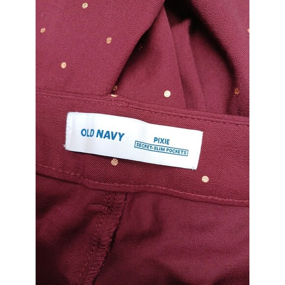 Old Navy Burgundy Red Polka Dot Pixie Ankle Pants Stretch Casual Sz 26 Plus - Picture 9 of 10